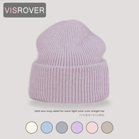 VISROVER 9 kolorów Unisex jednolity kolor prawdziwe futro z królika czapki zimowy kapelusz dla kobiety dzianiny Bonnet akrylowe kobieta jesień ciepłe Skullies 1